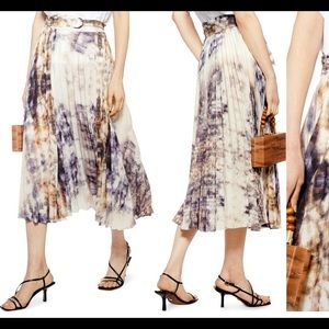 NWOT topshop tie dye pleated midi skirt purple & cream size 10